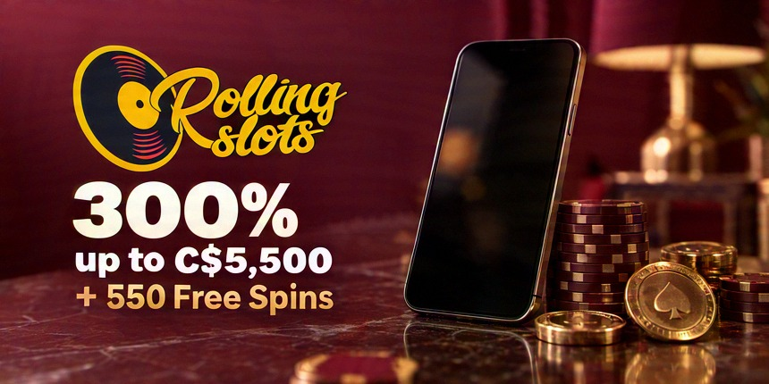 Mobile Casino Rolling Slots 300% up to C$5,500 + 550 Free Spins