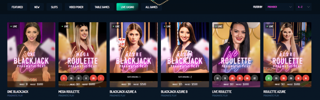 NeonVegas Casino Live Games